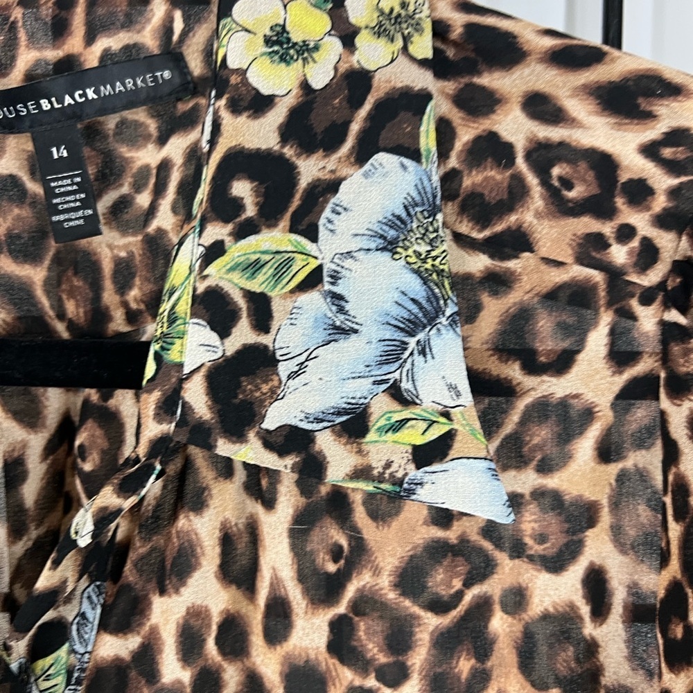 White House Black Market Leopard Print Long Sleeve Dress - Picture 4 of 14